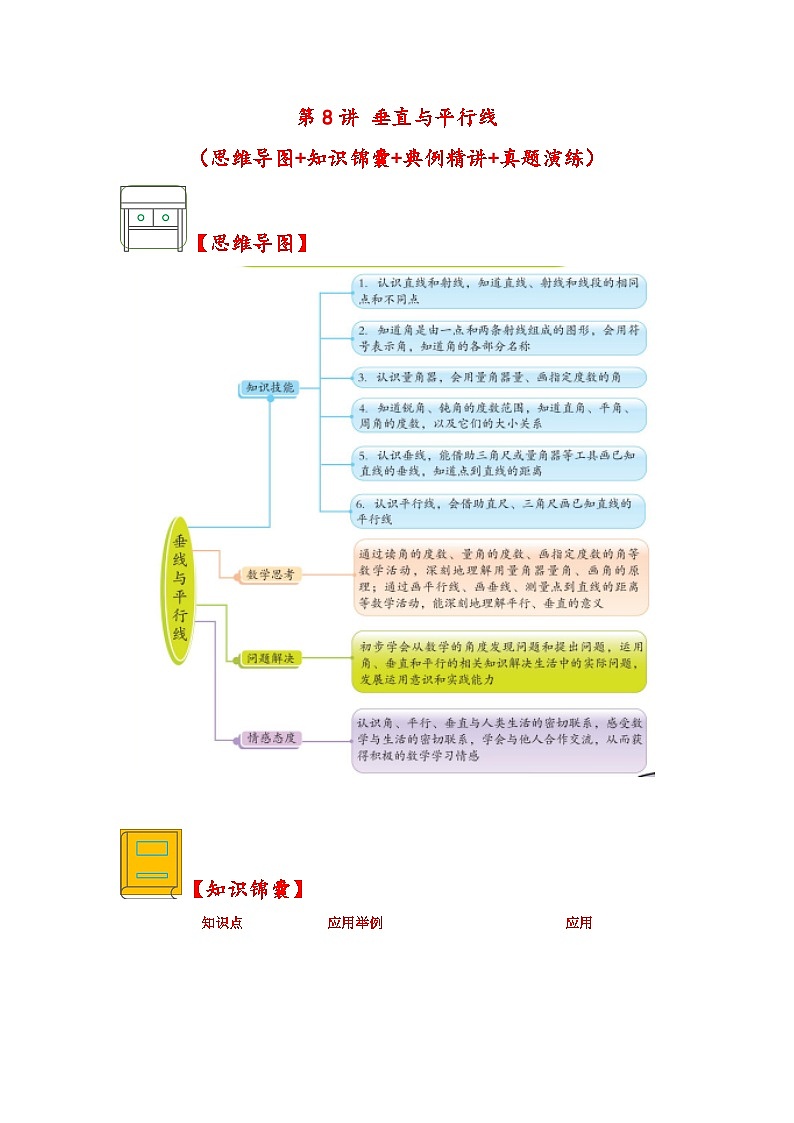 （解决问题专项）第8讲+垂直与平行线-2023-2024学年四年级数学上册应用题专项讲义（苏教版）第1页