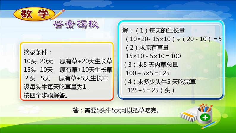 牛吃草问题-六年级下册数学苏教版课件PPT06