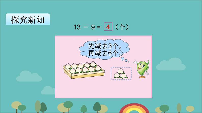 苏教版数学一年级下册 第1单元 20以内的退位减法-第1课时  十几减9课件第5页