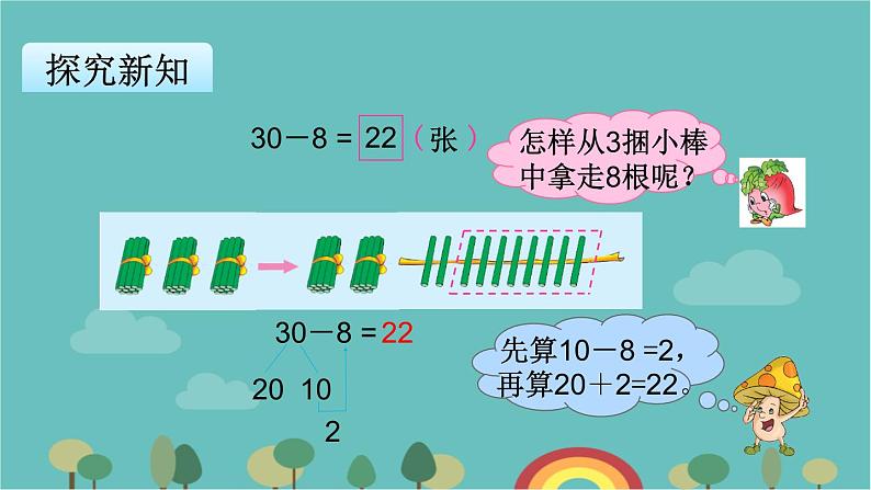 苏教版数学一年级下册 第6单元 100以内的加法和减法（二）-第2课时  口算两位数减一位数（退位）课件第4页