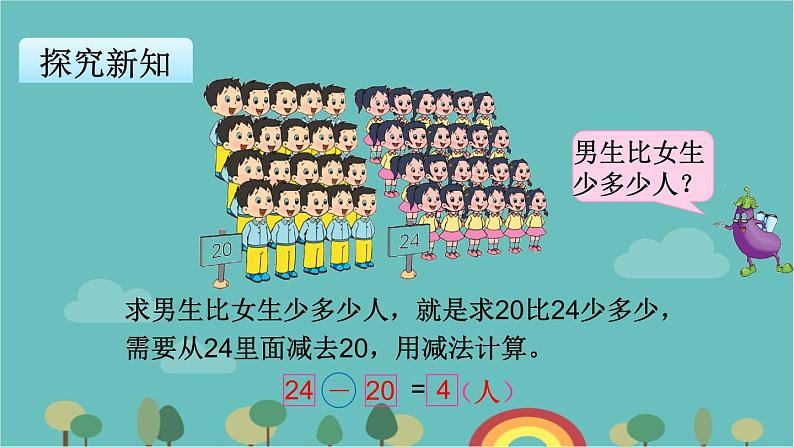 苏教版数学一年级下册 第4单元 100以内的加法和减法（一）-第7课时  求两数相差多少的实际问题课件07