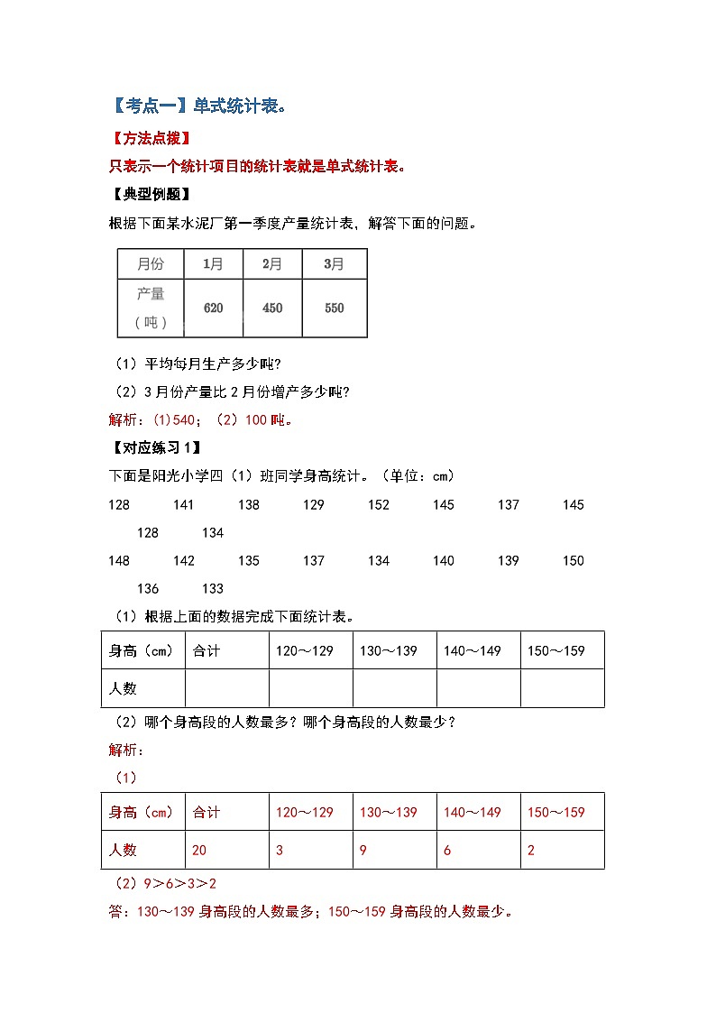 【典型例题系列】2023-2024学年三年级数学下册重点培优第三单元复式统计表（解析版）人教版第2页