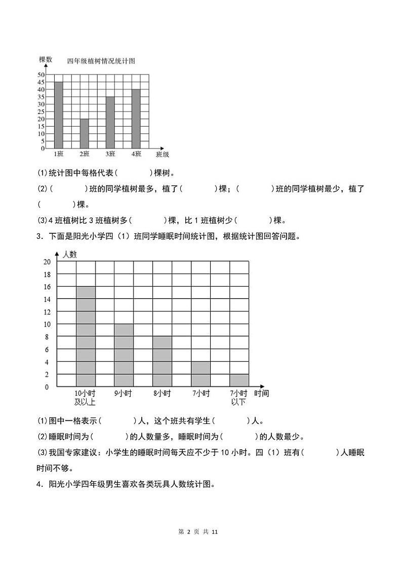 【原卷】第七单元条形统计图检测卷（B卷·提高卷）-2023-2024学年四年级数学上册人教版第2页
