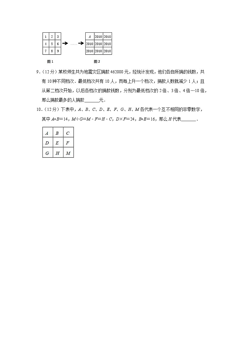 2010年“迎春杯”数学解题能力展示初赛试卷（四年级）第2页
