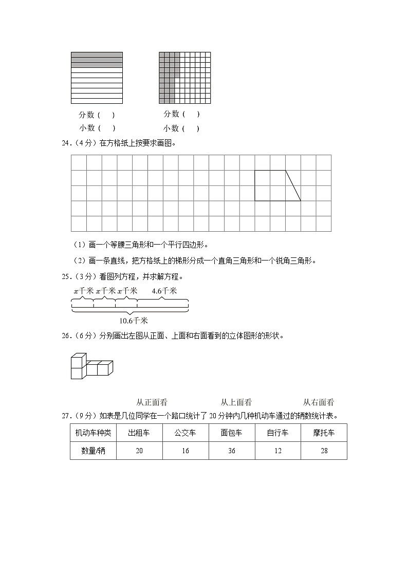 陕西省汉中市洋县2020-2021学年四年级下学期期末数学试卷03