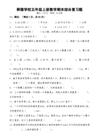 湖南省永州市东安县舜德学校2023-2024学年五年级上学期期末复习数学试卷