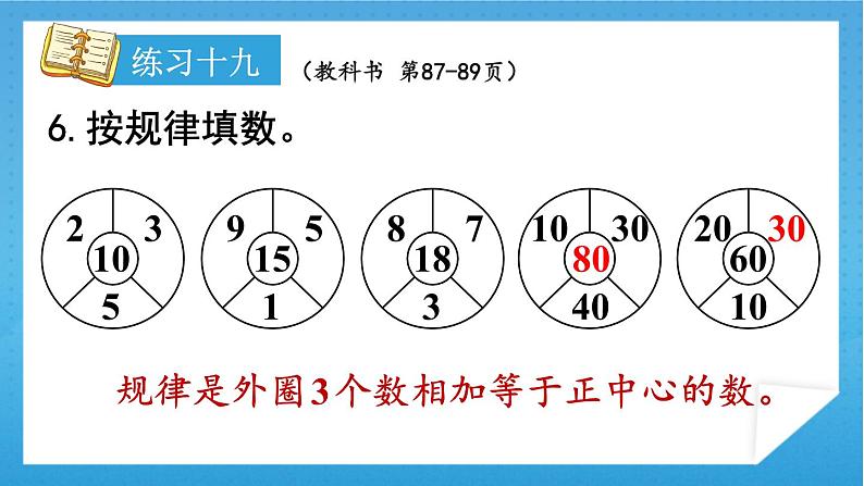 人教版小学数学一年级下册 第7单元 练习十九 课件第7页