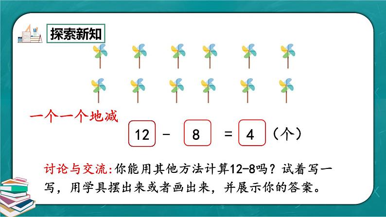 人教版数学一下2.3《十几减8》课件+教学设计+同步练习06