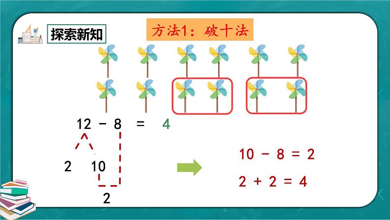 人教版数学一下2.3《十几减8》课件+教学设计+同步练习07