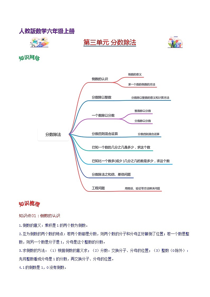 人教版2023-2024学年六年级上册数学 第三单元  分数除法（学生版+教师版+课件）-（复习讲义）单元速记·巧练01