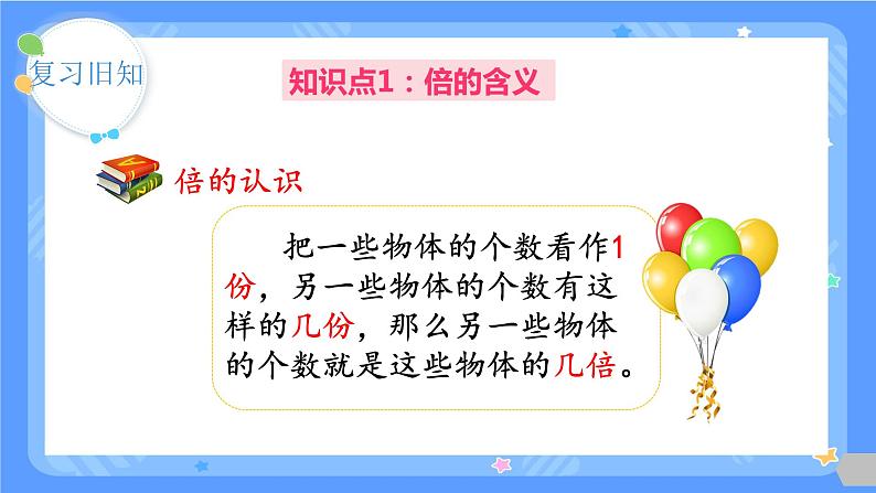 人教版三年级上册数学总复习《倍的认识、多位数乘一位数》（课件）第4页