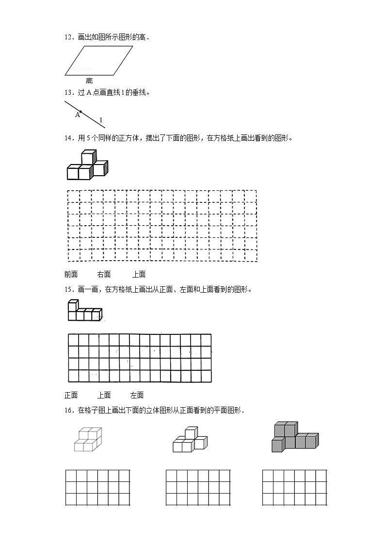 （期末典型真题）作图题-江苏省南通市2023-2024学年四年级上册数学期末真题精选（苏教版）03