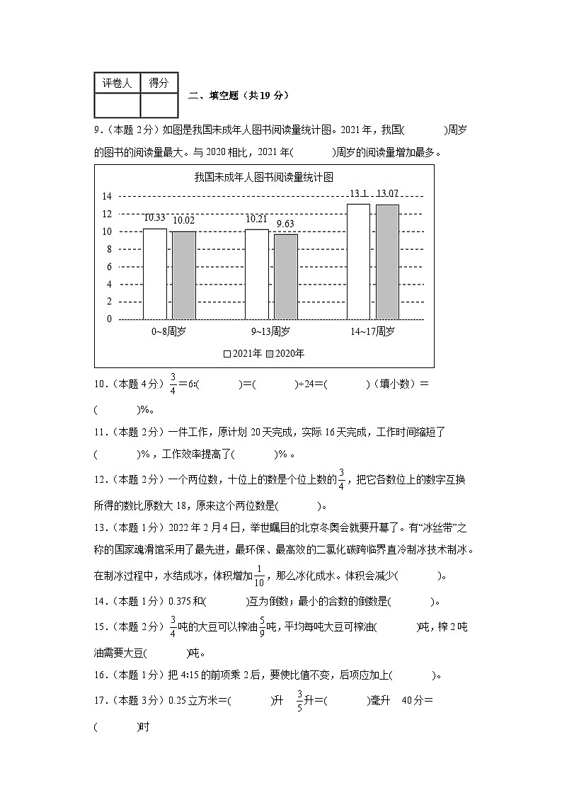 期末模拟测试卷二十（试题）苏教版六年级上册数学第2页