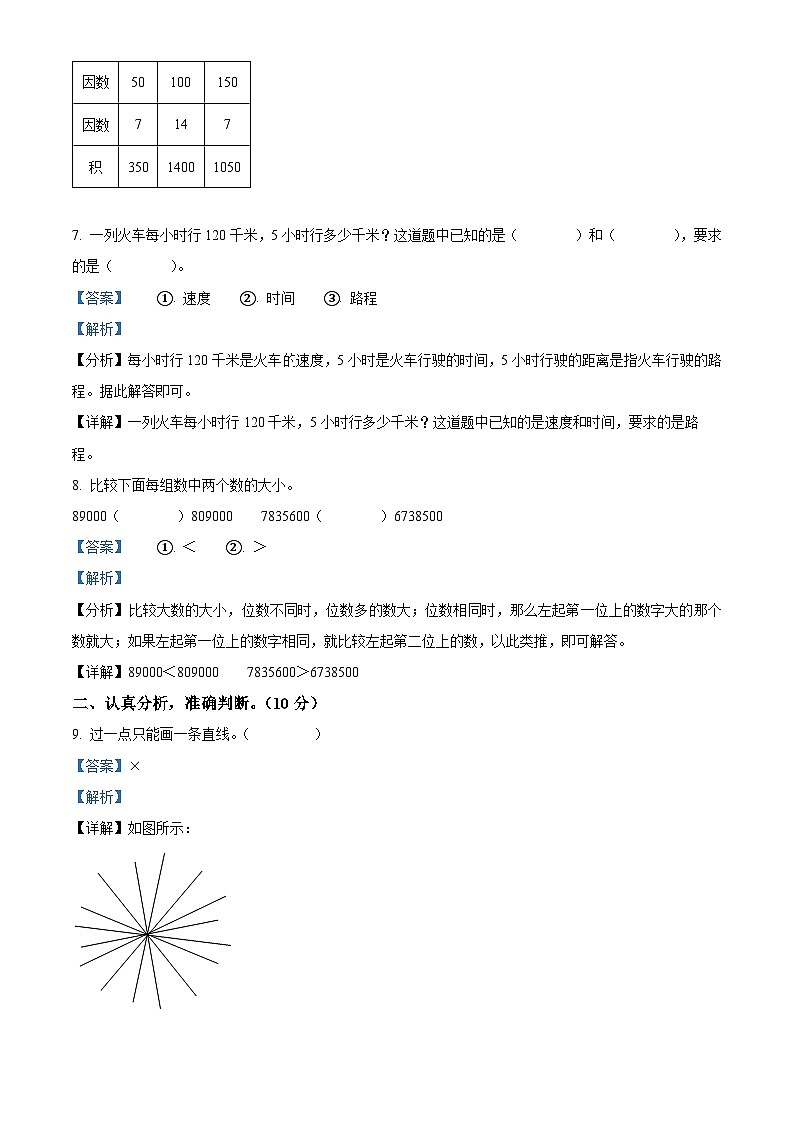 2023-2024学年河北省保定市安新县人教版四年级上册期中教学质量监测数学试卷（解析版）第3页
