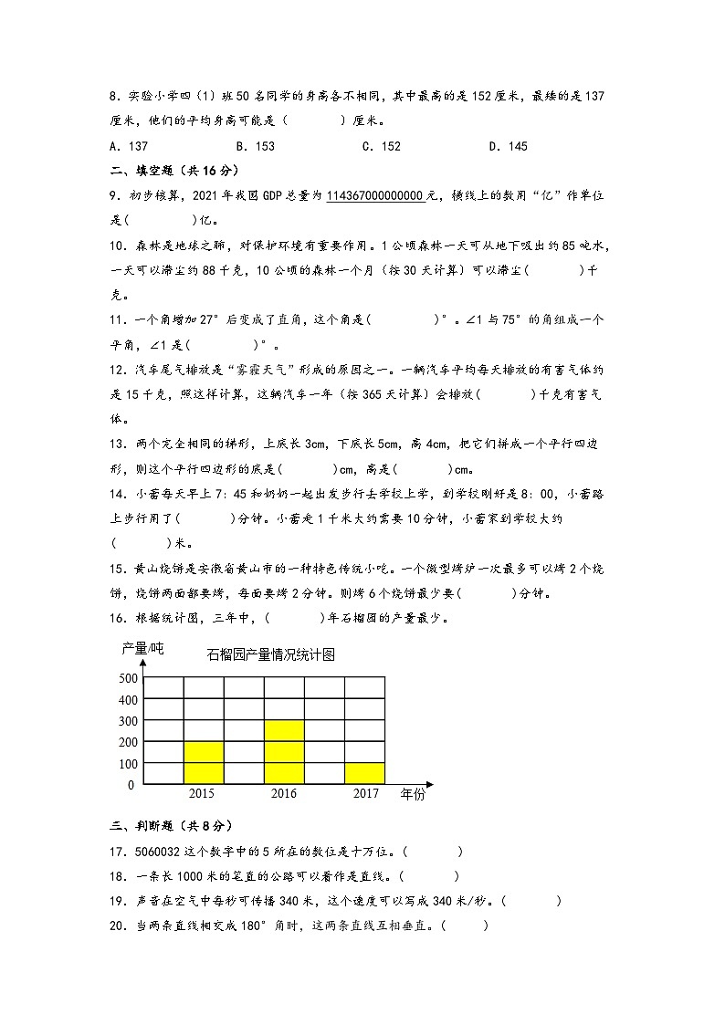 期末典型易错题押题卷-2023-2024学年四年级上册数学高频易错强化训练（人教版）第2页