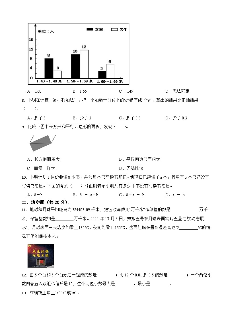 江苏省南通市启东市2020-2021学年五年级上学期数学期末试卷第2页