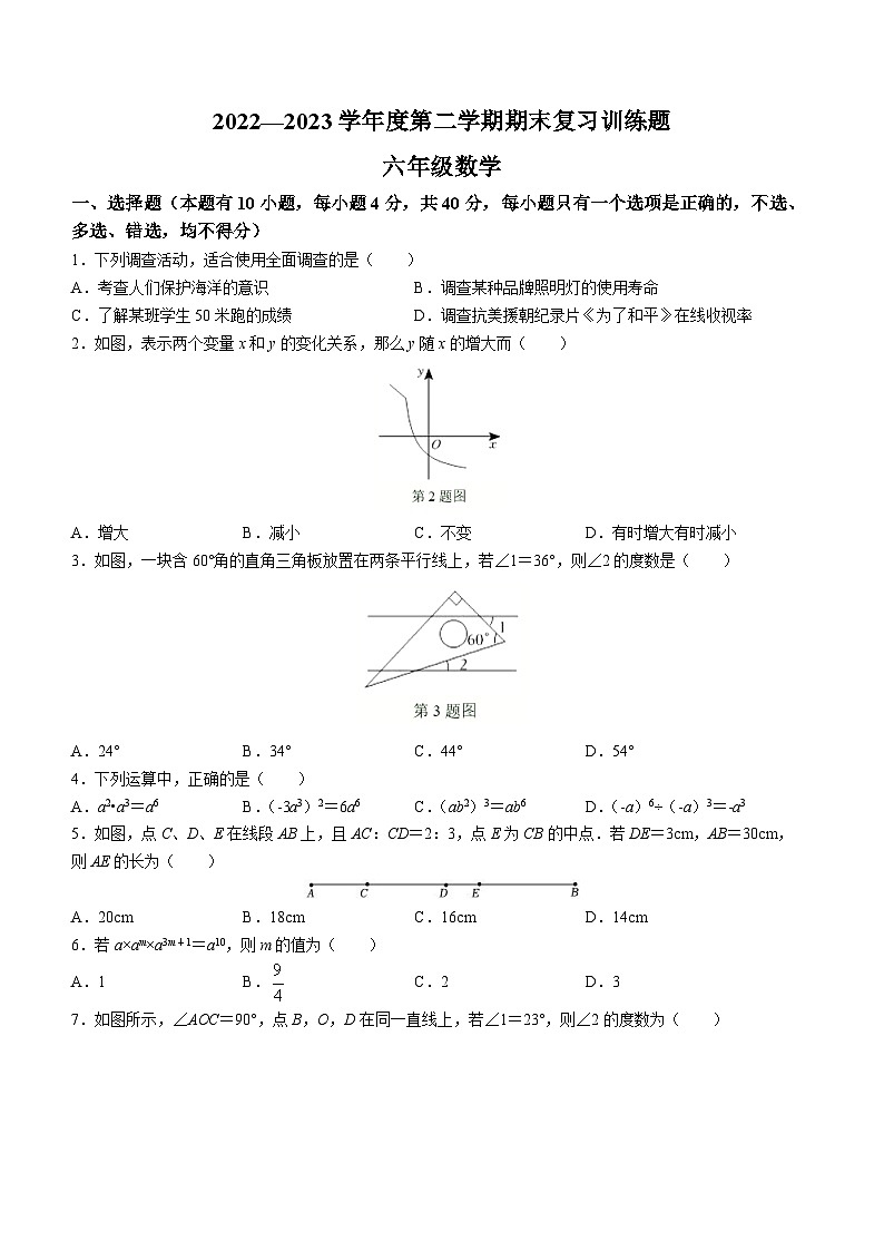 山东省淄博市高青县2022-2023学年六年级下学期期末数学试题（五四制）第1页