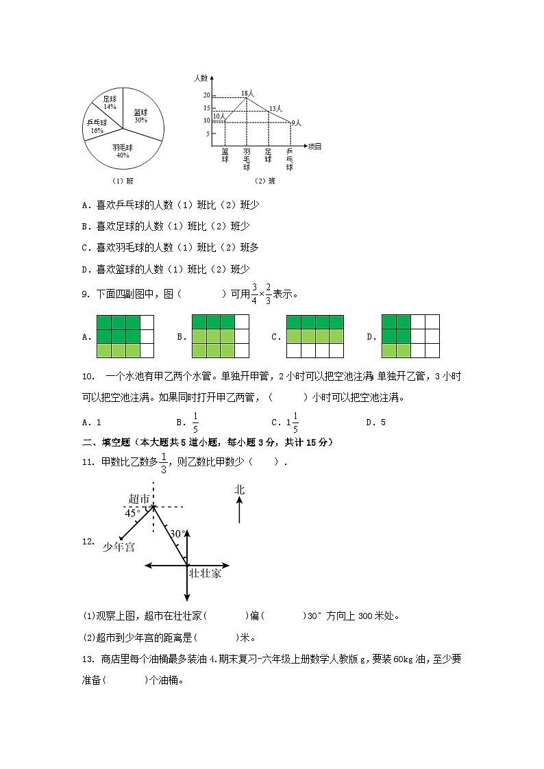 期末综合习题（试题）人教版六年级上册数学第2页