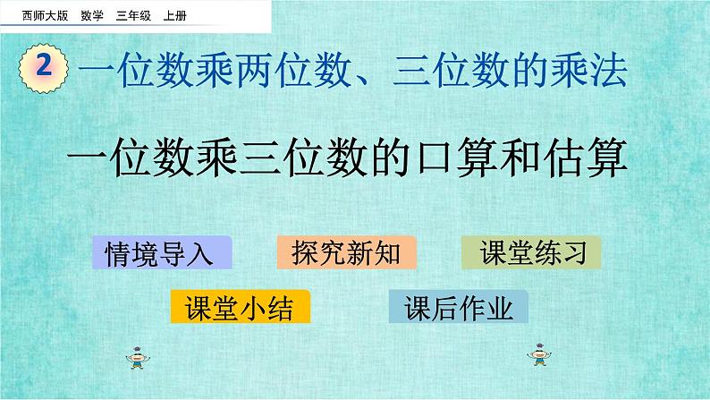 西师大版数学三年级上册课件教学第二单元一位数乘两位数、三位数的乘法2.8一位数乘三位数的口算和估算01