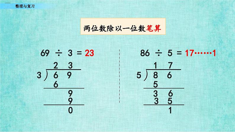 西师大版数学三年级上册课件教学第四单元两位数除以一位数的除法4.12整理与复习第6页