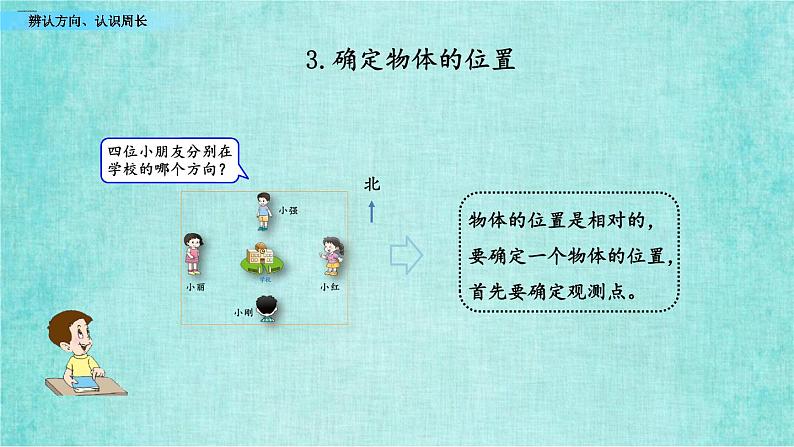 西师大版数学三年级上册课件教学第九单元总复习9.5辨认方向、认识周长08