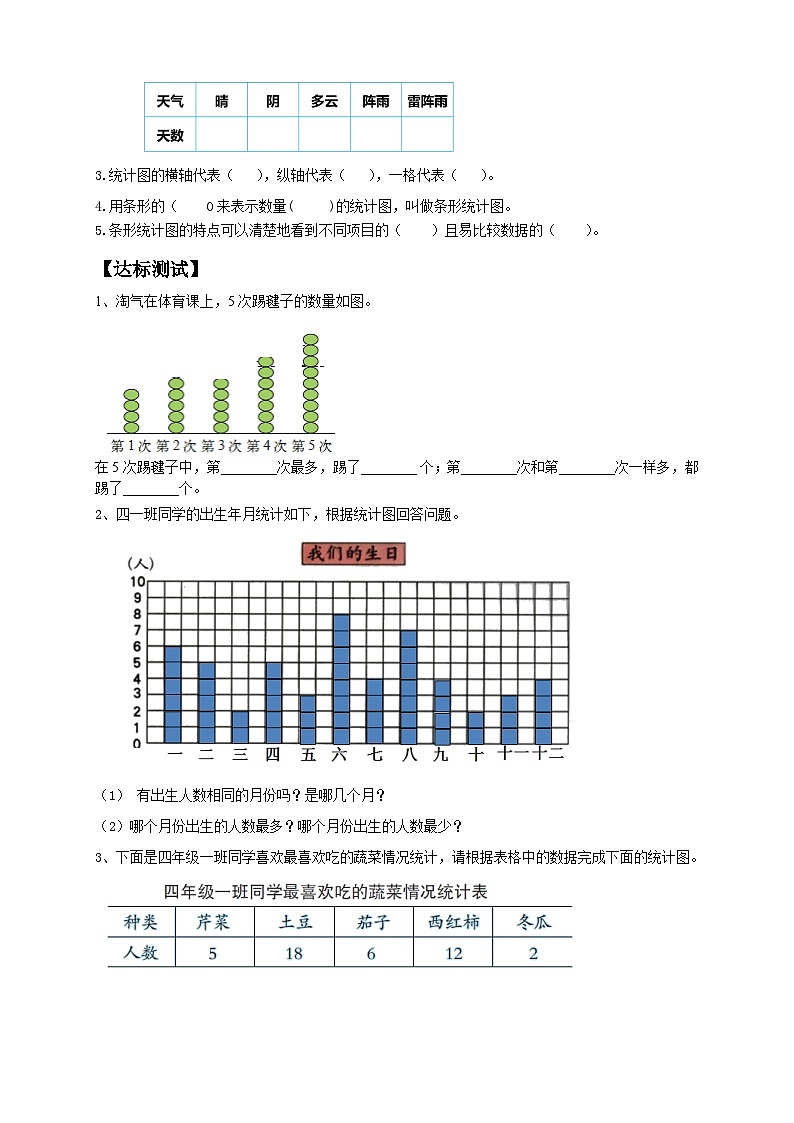 人教版小学数学四年级上册(导学案 ) 7 . 1 条形统计图一第2页