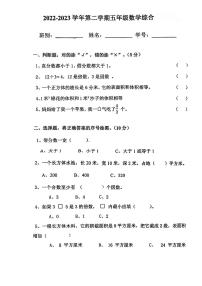 广东省江门市新会区新会实验小学2022-2023学年五年级下学期期中考试数学试题