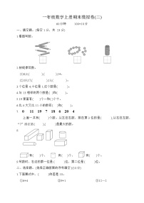 期末模拟卷二（试题）一年级数学上册人教版