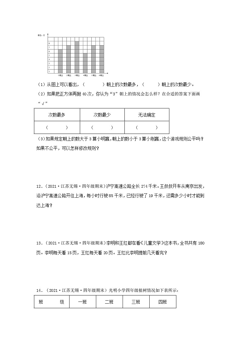 （江苏期末真题汇编）江苏小学数学四年级上册近三年期末真题题型汇编专项（试卷）——解答题（九）80题（苏教版，含答案）第3页