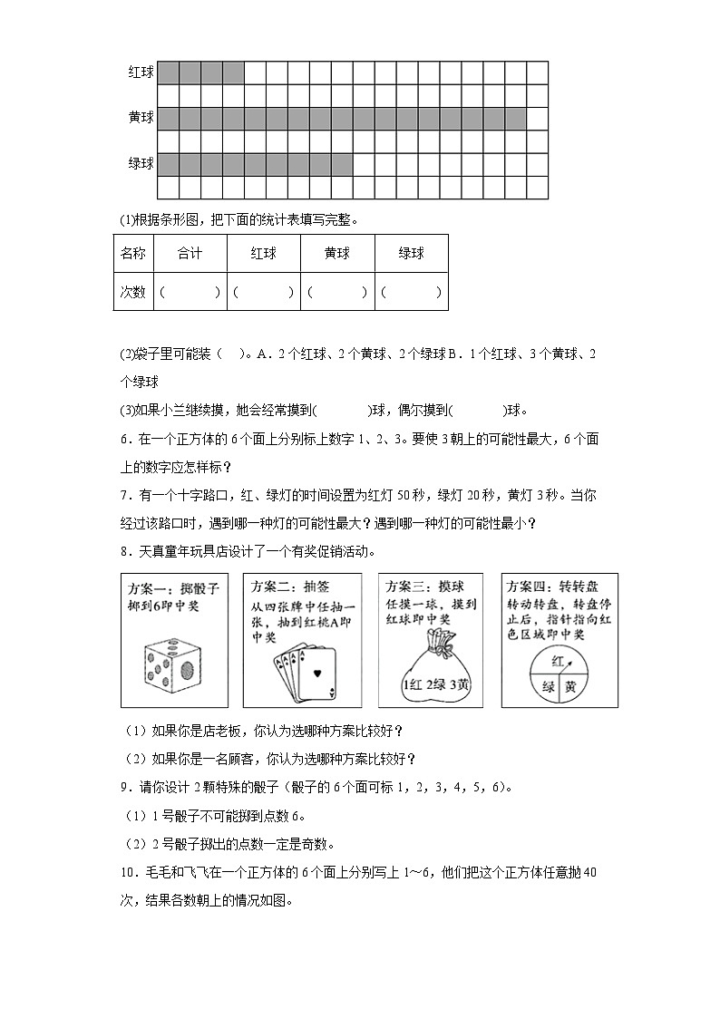 苏教版四年级上册期末高频考点数学试卷（期末押题卷）第六单元可能性应用题（试题）02
