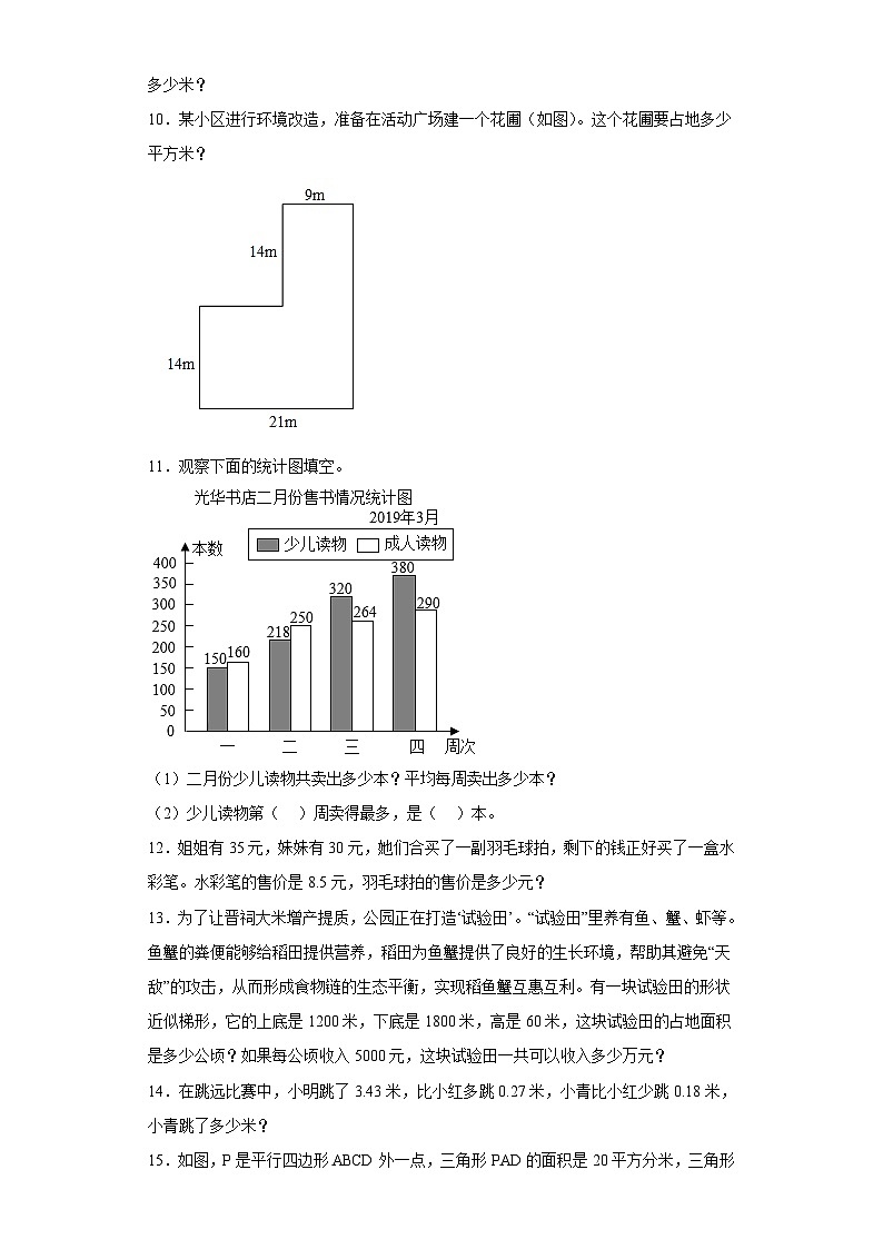 苏教版五年级上册期末高频考点数学试卷 （期末押题卷）期末复习：解决问题（试题）第2页