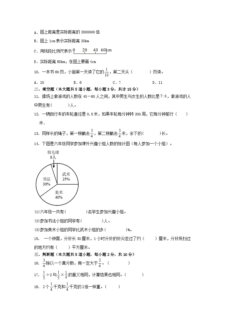 期末复习卷+（试题）+-六年级上册人教版数学第2页