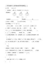 期末素养检测卷二（试卷）-二年级上册数学人教版