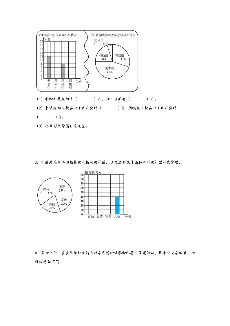 （期末典型题）扇形统计图解决问题（易错专项突破）-小学数学六年级上册期末高频易错题（北师大版）第2页