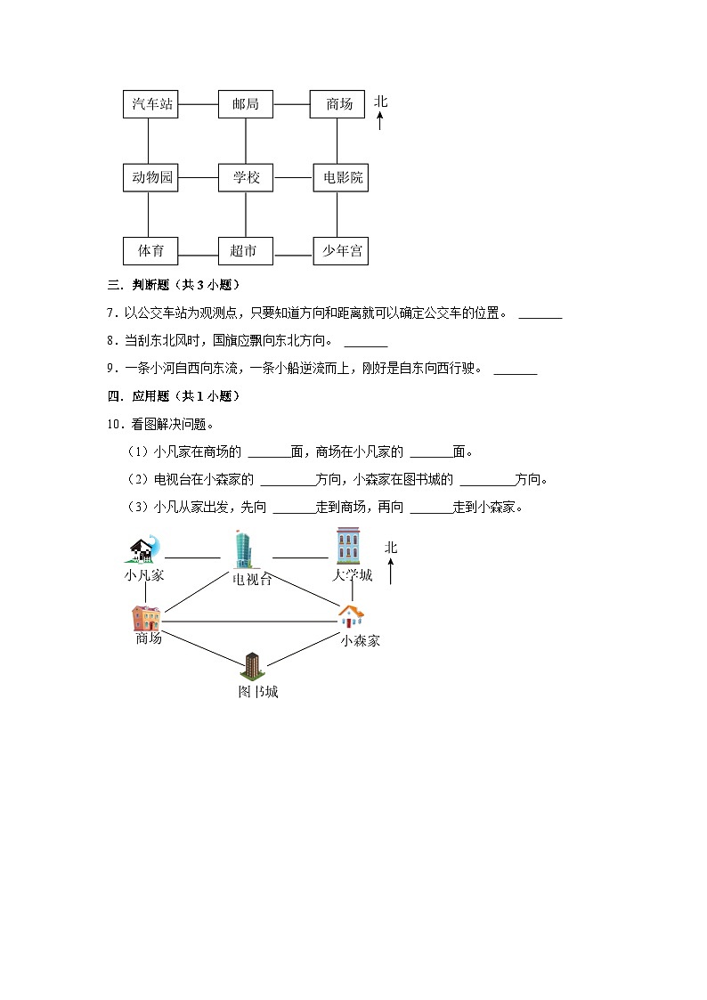 1.1八个方向的认识（进阶篇）2023-2024学年下学期小学数学人教新版三年级同步分层作业第2页