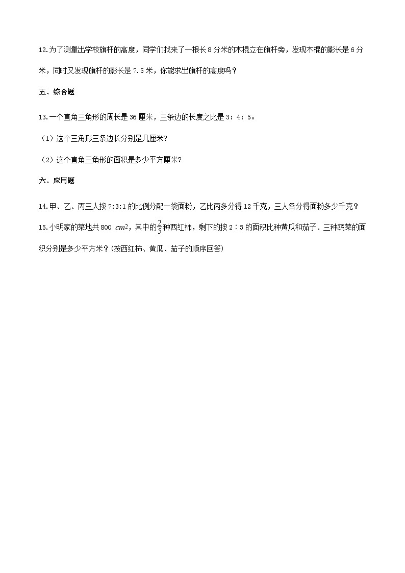 2023六年级数学上册二比和比例4解决问题练习（冀教版）第3页