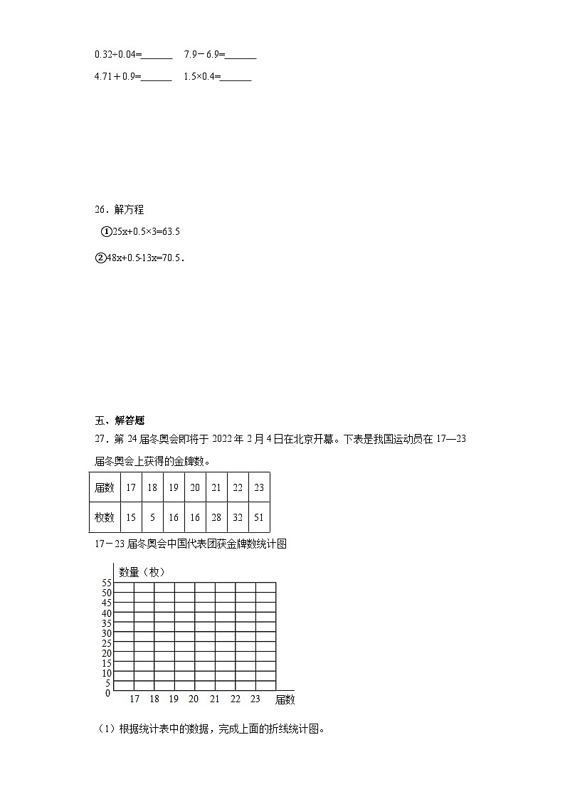 期末质量检测（试题）-五年级上册数学青岛版第3页