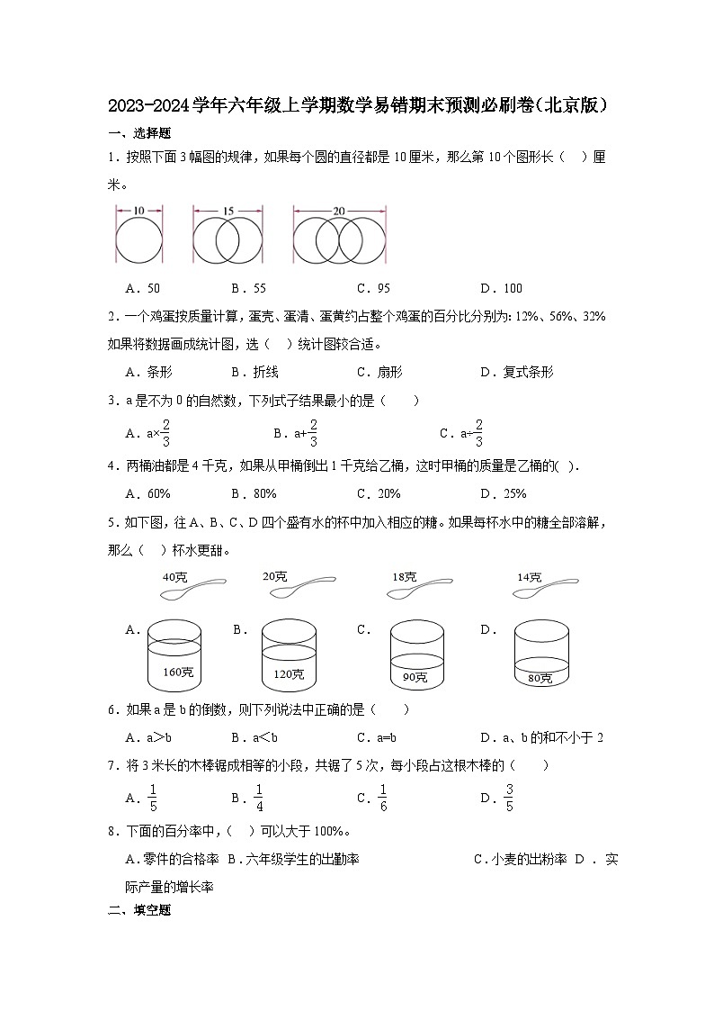 （期末押题卷）北京市2023-2024学年六年级上学期数学高频易错期末预测必刷卷（北京版）01