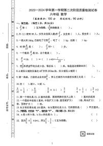 广东省河源市龙川县铁场镇讴田小学2023-2024学年六年级上学期1月月考数学试题