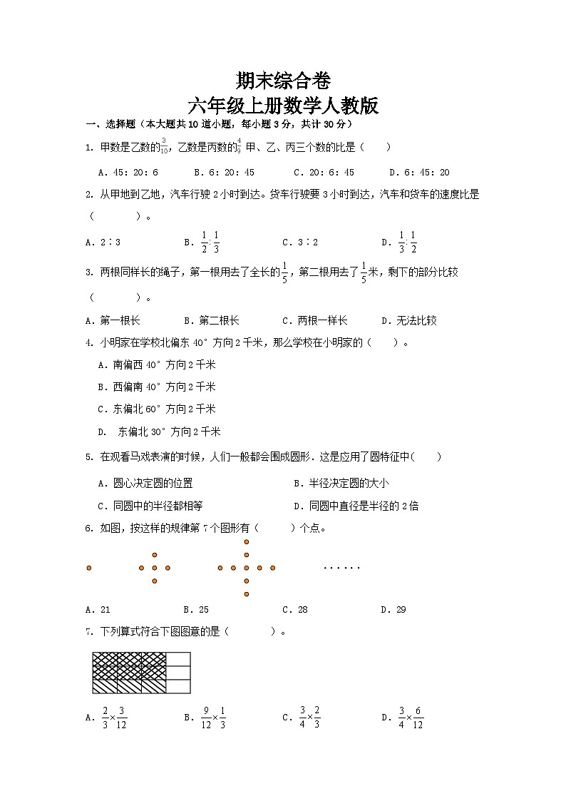 期末综合卷(试题)+六年级上册数学人教版第1页