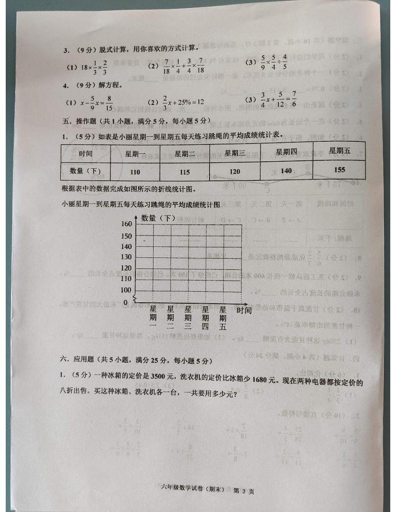 广东省揭阳市惠来县2023-2024学年六年级上学期期末数学试题第3页