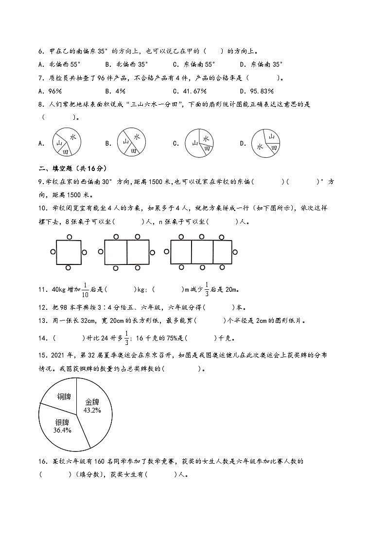 广东省2023-2024学年六年级数学上册期末综合素养测评调研试卷二（人教版）02