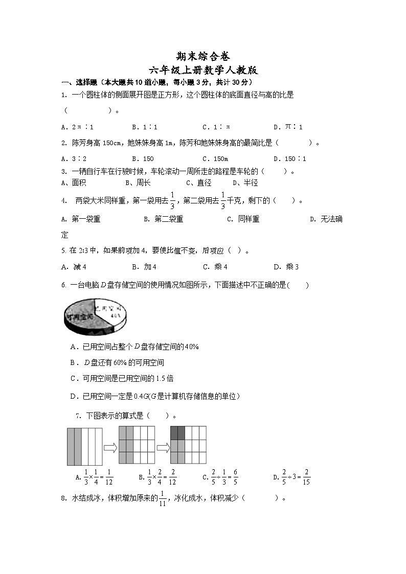 期末综合卷(试题)-六年级上册数学人教版第1页