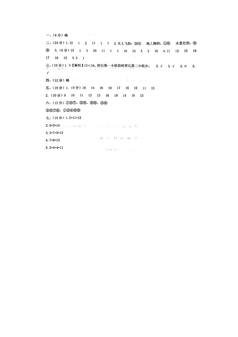 一年级数学答案第1页