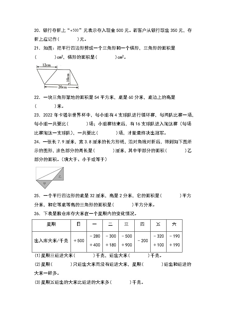 （期末典型易错真题）专题2+填空题-江苏省苏州市2023-2024学年五年级数学上册期末考试备考真题练（苏教版）03