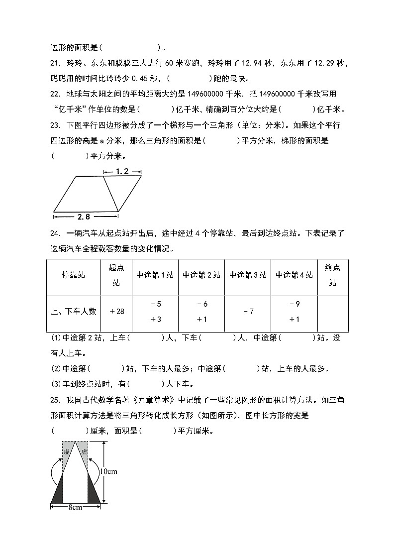 （期末典型易错真题）专题2+填空题-江苏省南京市2023-2024学年五年级数学上册期末考试备考真题练（苏教版）03