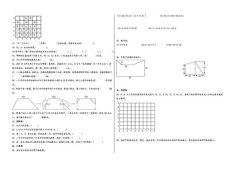 （湖北期末押题）湖北省2023-2024学年五年级数学上册期末考试·最后一卷A卷（人教版）02