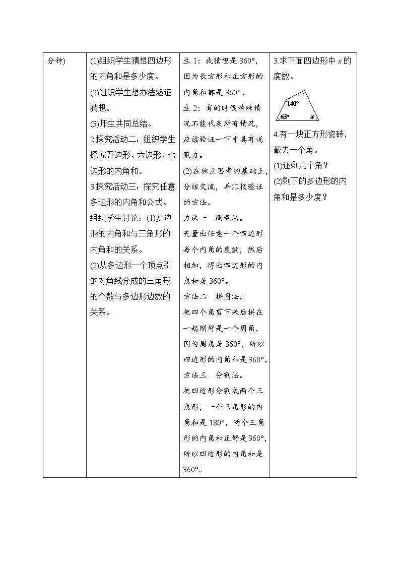 第5单元第3节第2课时《多边形的内角和》导学案设计第2页