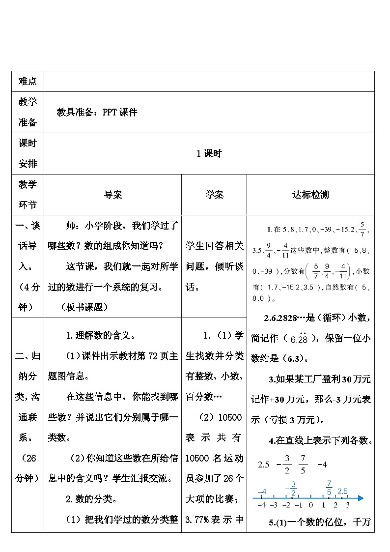 第六单元 1.数与代数 第一课时 数的认识（1）（导学案）03