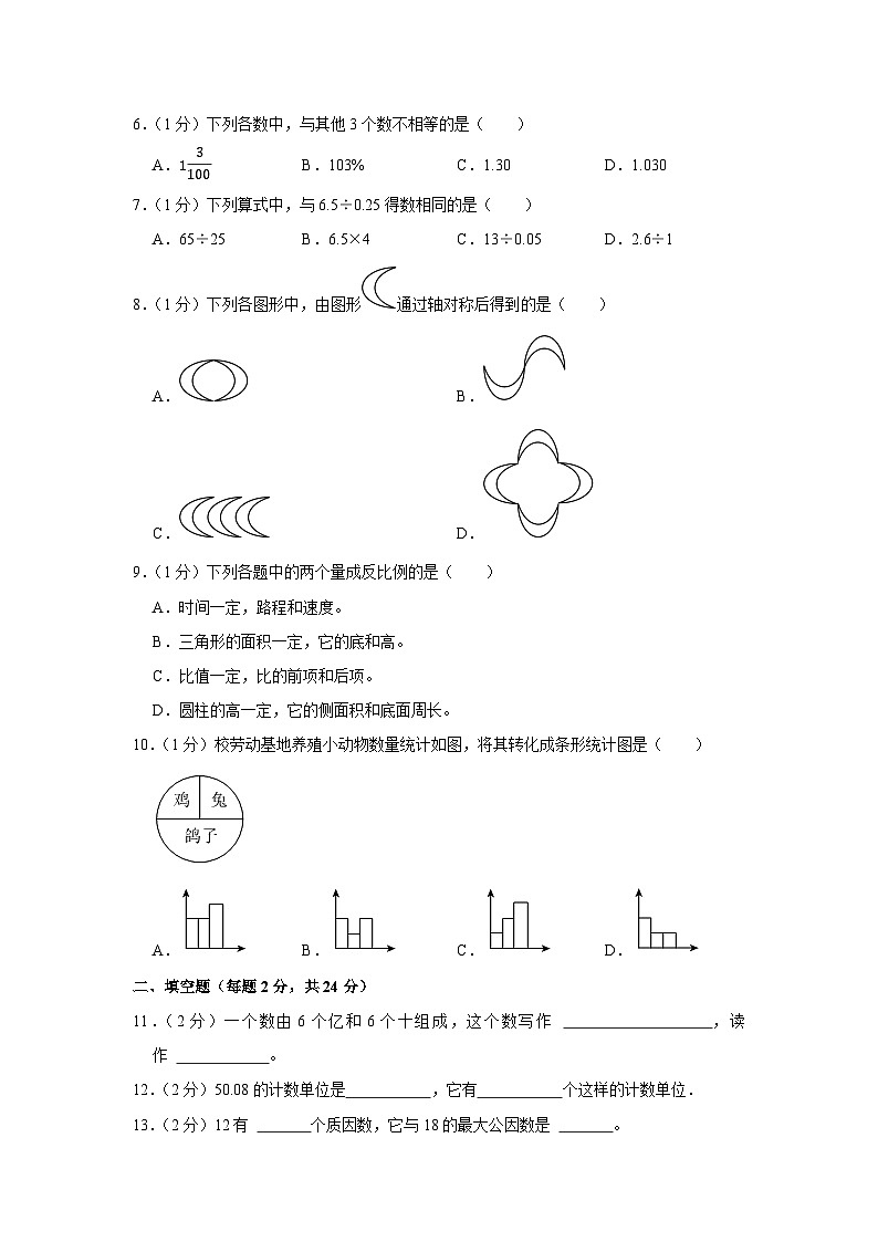 2022年浙江省金华市浦江县小升初数学试卷第2页